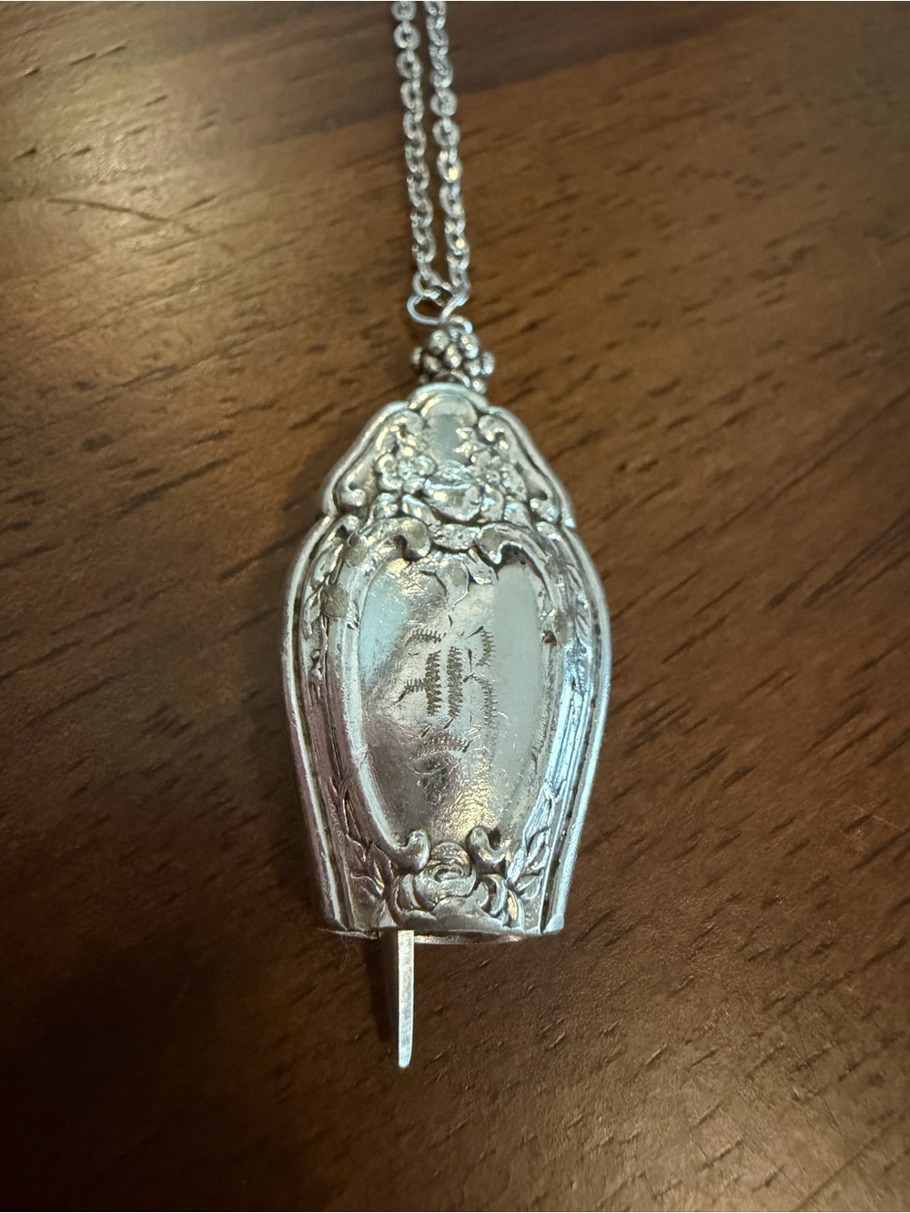 B Engraved Fairy Bell Necklace